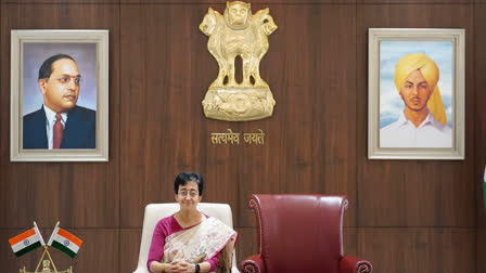 Delhi CM Atishi with Vacant Chair for Kejriwal.