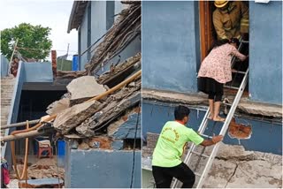 balcony wall of a house collapsed