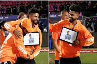 WORLD CUP 2023 IND VS NZ SHREYAS IYER BECAME FIELDER OF THE MATCH MEDAL CAME AND WINNER ANNOUNCED THROUGH DRONE CAMERA