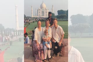 Australian Cricketer Adam Zampa and his family visit the Taj Mahal in Agra