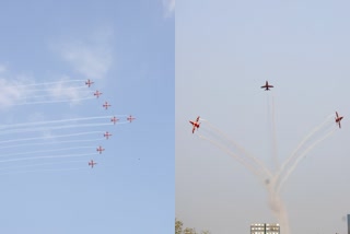 ದಸರಾ ಏರ್​ಷೋನಲ್ಲಿ ಮೈನವಿರೇಳಿಸಿದ ಸೂರ್ಯಕಿರಣ್ ಸಾಹಸ