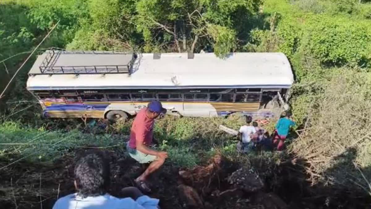 RTC Bus fell into ravine in Pulivendula in YSR district of Andhra Pradesh