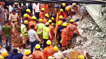 A six-storey building collapsed at Babusapalya and workers are trapped under the debris