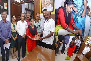 Abhinaya suffering from a rare disease was fitted with prosthetic legs at Chennai Rajiv Gandhi Hospital