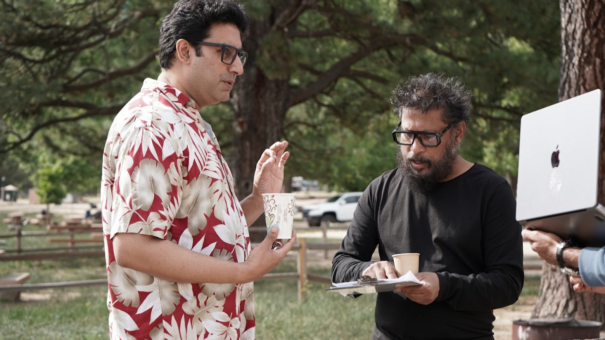 Director Shoojit Sircar with Abhishek Bachchan