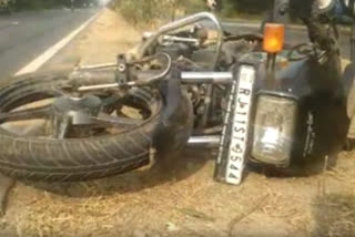 Truck hit bike in Dholpur