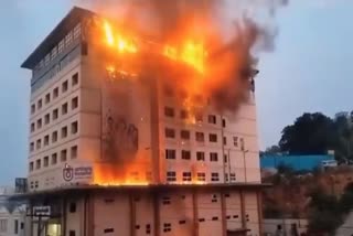 A massive fire broke out in a private hospital in Hyderabad