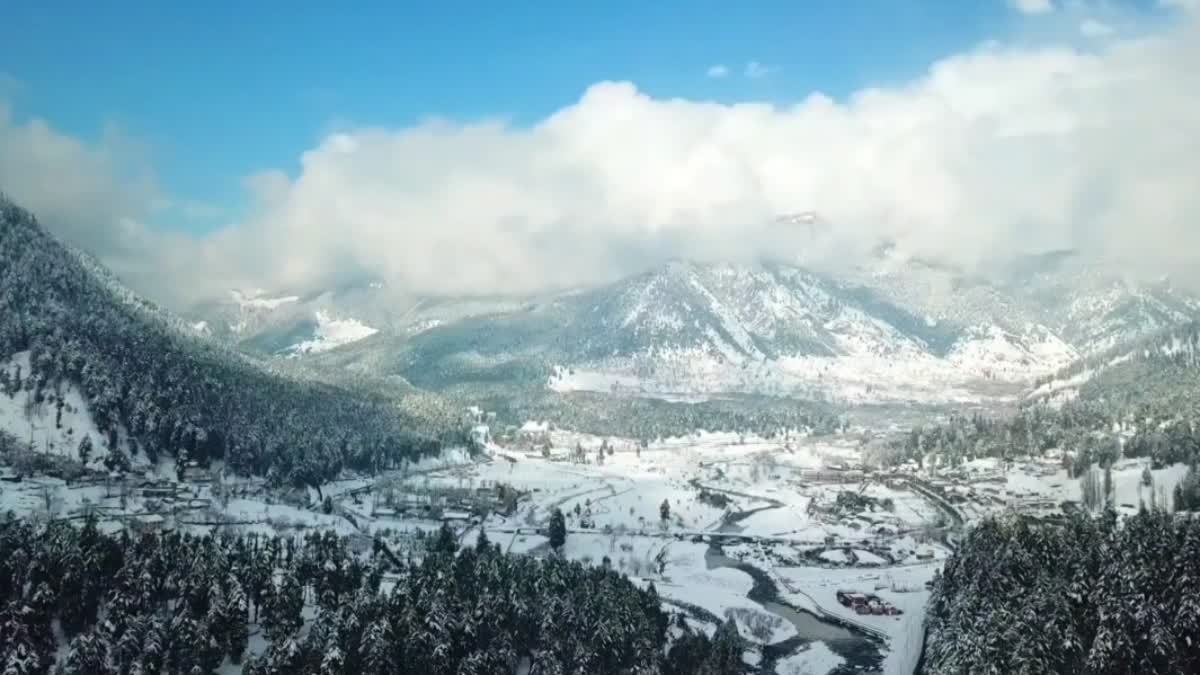 A view of snow covered landscape in Kashmir