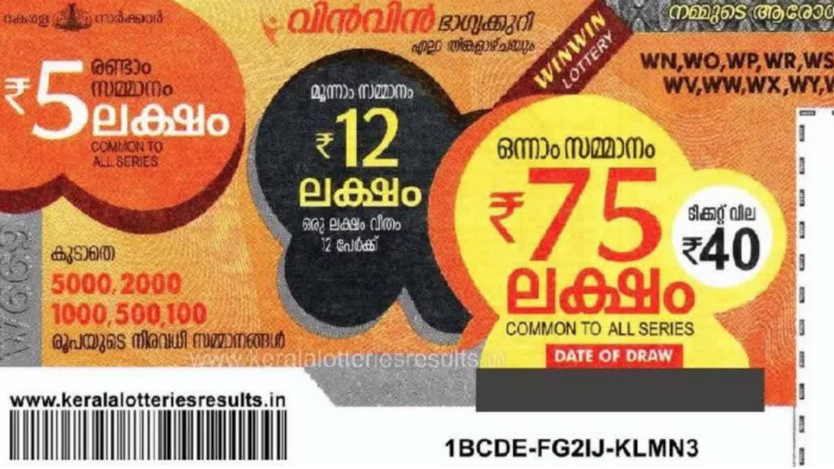 WIN WIN LOTTERY RESULT  TODAY LOTTERY RESULT  ഇന്നത്തെ ലോട്ടറി ഫലം  കേരള സംസ്ഥാന ഭാഗ്യക്കുറി ഫലം