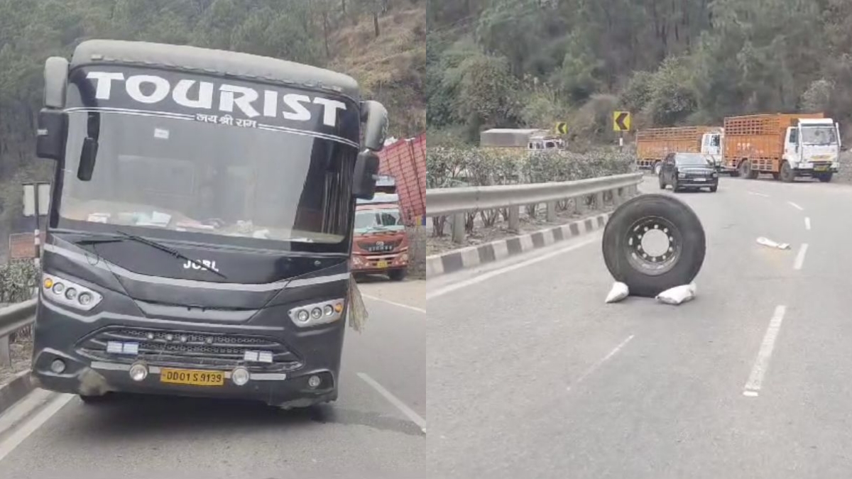 Moving bus Tyre open in Solan