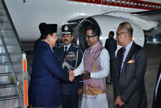 Indonesian President Prabowo Subianto being received by MoS Pabitra Margherita upon his arrival in India, in New Delhi. Subianto will be the Chief Guest for Republic Day Parade 2025.