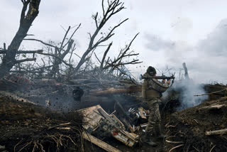 A Ukrainian soldier fires an RPG toward Russian positions at the frontline near Avdiivka, an eastern city where fierce battles against Russian forces have been taking place, in the Donetsk region, Ukraine, on April 28, 2023. Two years after Russia’s full-scale invasion captured nearly a quarter of the country, the stakes could not be higher for Kyiv. After a string of victories in the first year of the war, fortunes have turned for the Ukrainian military, which is dug in, outgunned and outnumbered against a more powerful opponent. (AP Photo)