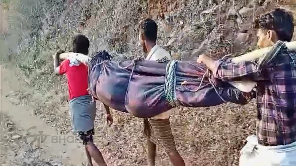 TRIBAL MAN BODY CARRIED ON DOLI