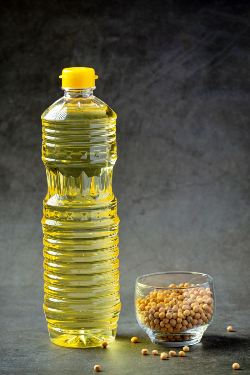 Bottle of refined soybean oil