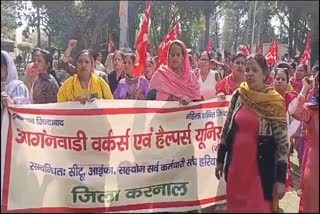 ANGANWADI WORKERS PROTEST