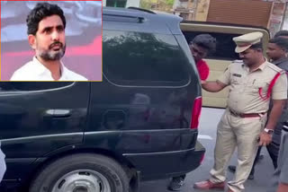 Police Checking Nara Lokesh Convoy in Karakatta