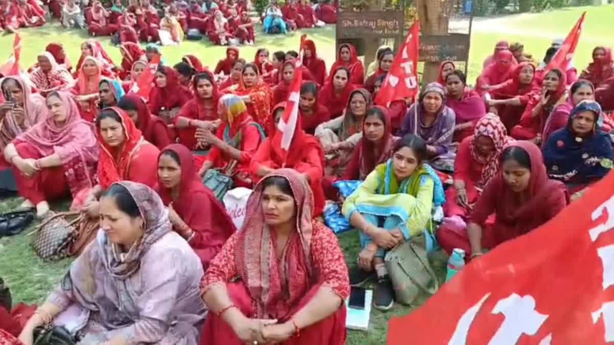 ANGANWADI WORKERS PROTEST IN KARNAL