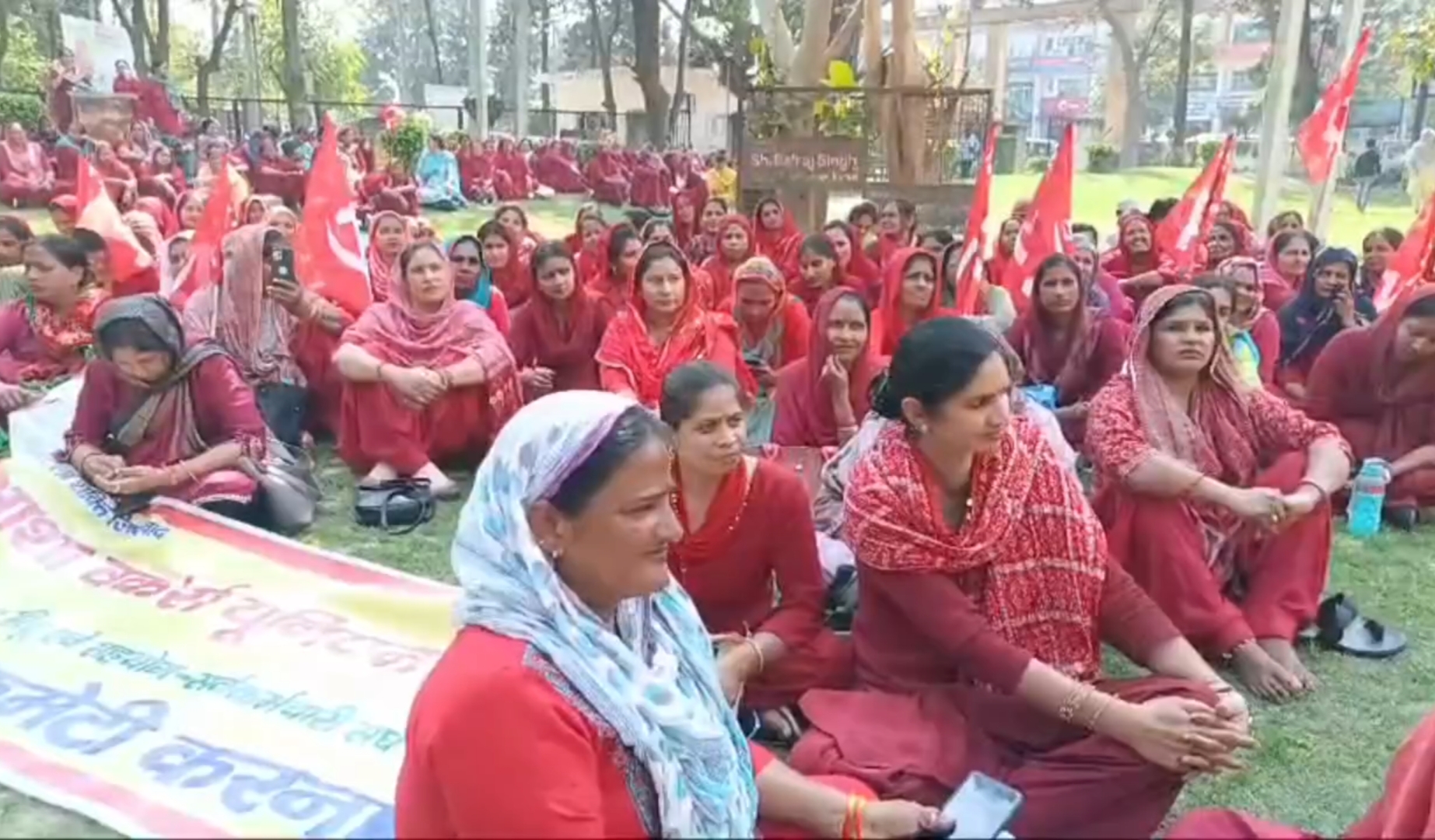 Anganwadi workers Protest in Karnal
