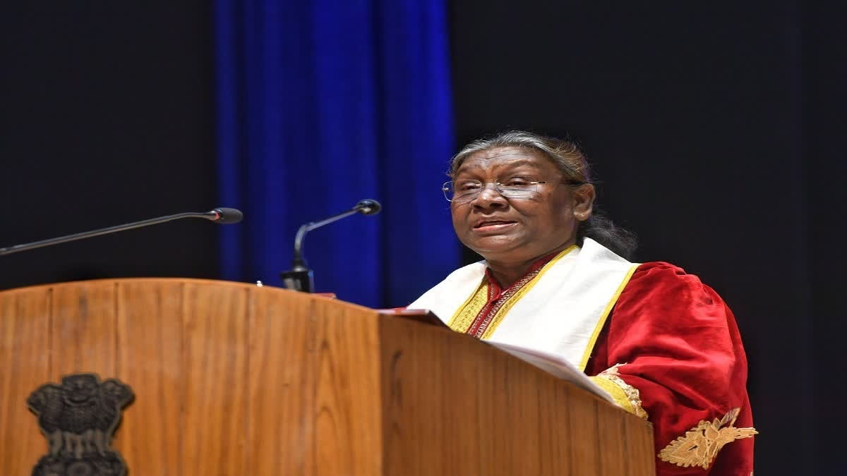 President Droupadi Murmu addressing the 54th convocation ceremony of Indira Gandhi National Forest Academy