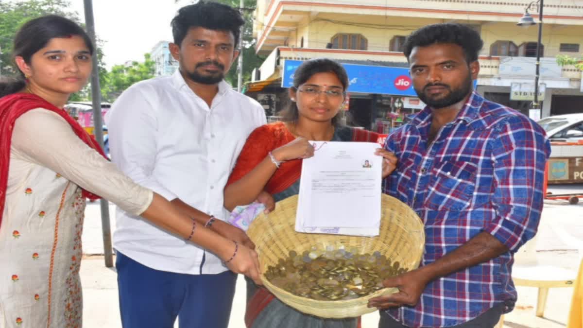 MP Nomination with Coins in Karimnagar