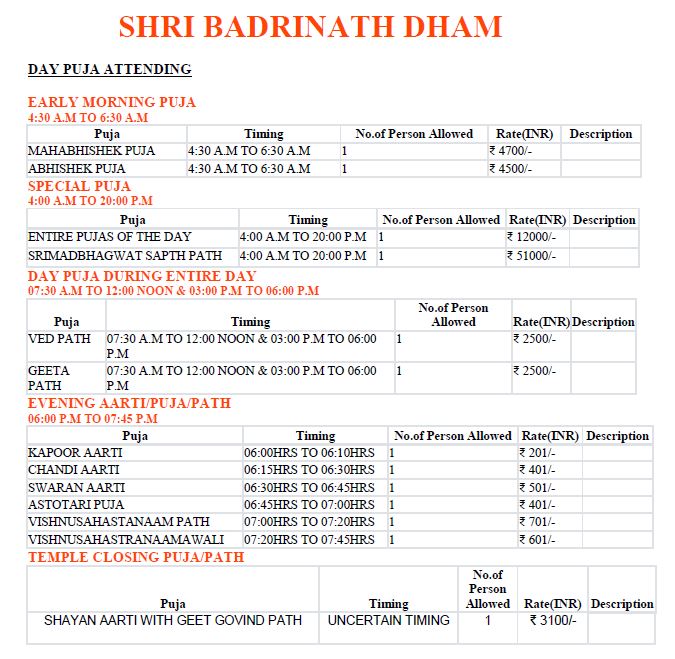Online booking for worship in Chardham