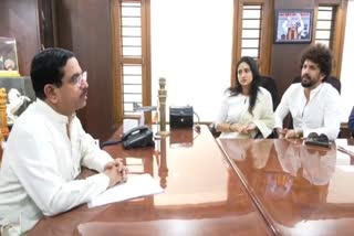 Harshika Poonacha and Bhuvann Ponnannaa met central minister Prahlad Joshi