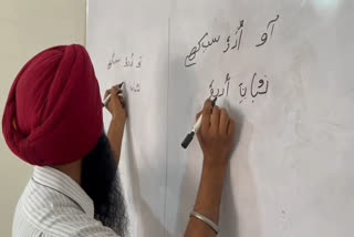 from ludhiana prabhjot singh with both hands writing calligraphy talent for punjabi language spread