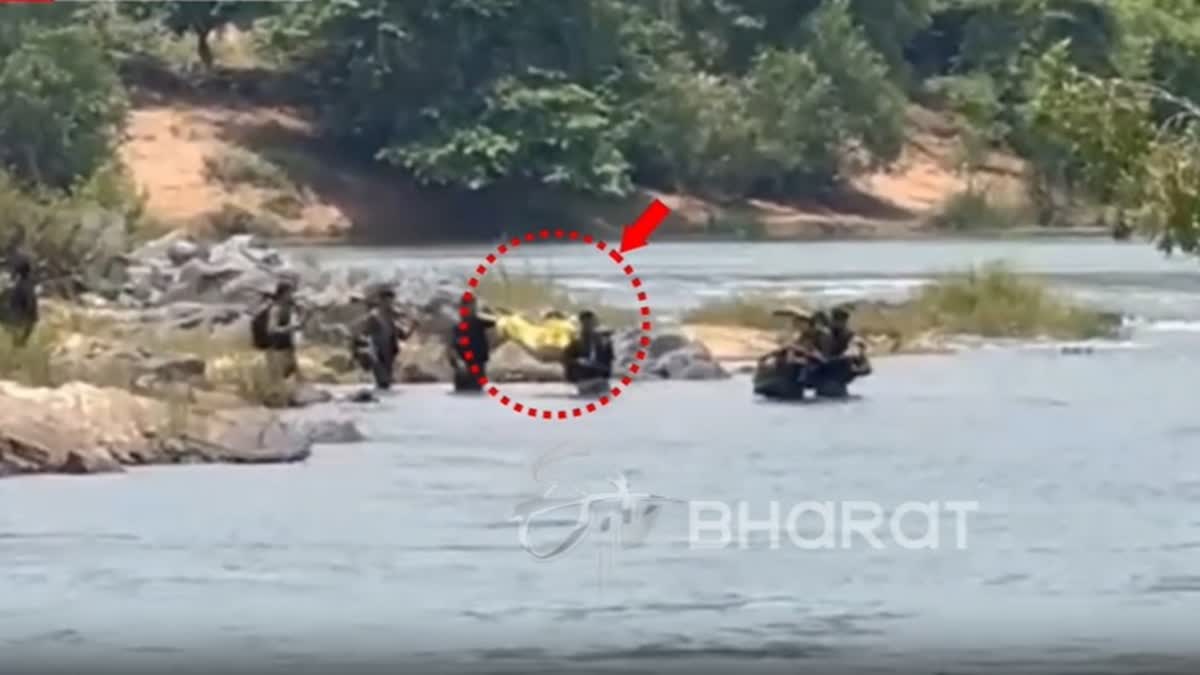 Videograb showing Security Forces Carrying Body of Naxalite After Chhattisgarh Encounter