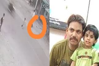 CCTV Footage of 4-year-old girl being mowed down by motorcyclist (L) and the victim Kavya with her father Constable Karan Gupta