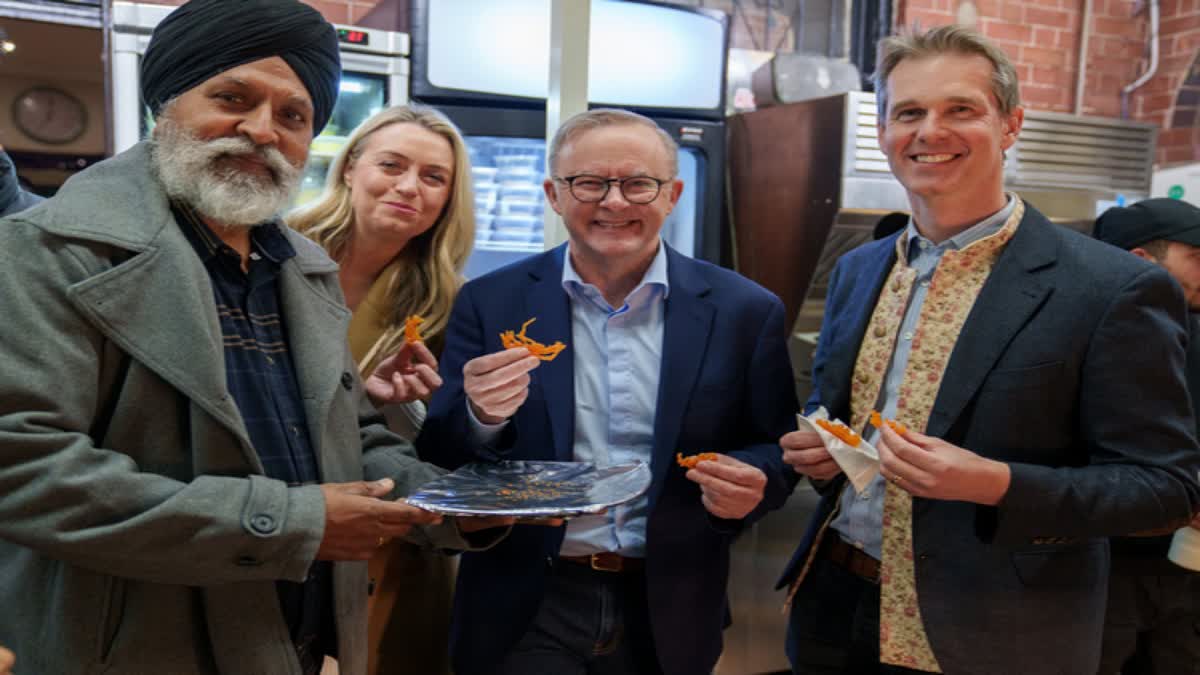 Australian Prime Minister Anthony Albanese tries out Indian street food