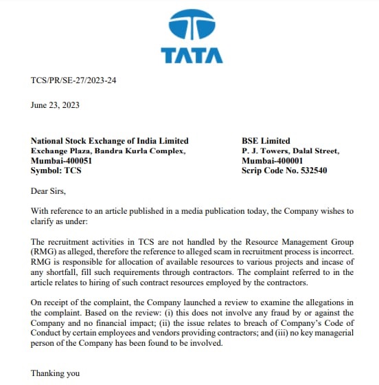 Bribes-for-jobs scandal TCS