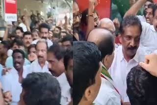 party members welcoming k sudhakaran  k sudhakaran  k sudhakaran after arrest  arrest  udf  monson mavungal  arecheological fraud  സുധാകരന്‍ കണ്ണൂരില്‍  ആവേശോജ്വല സ്വീകരണം  പുരാവസ്‌തു തട്ടിപ്പ്  ക്രൈംബ്രാഞ്ച്  കെ സുധാകരൻ എംപി  ഡിസിസി  മാർട്ടിൻ ജോർജിന്‍റെ നേതൃത്വത്തിലാണ്