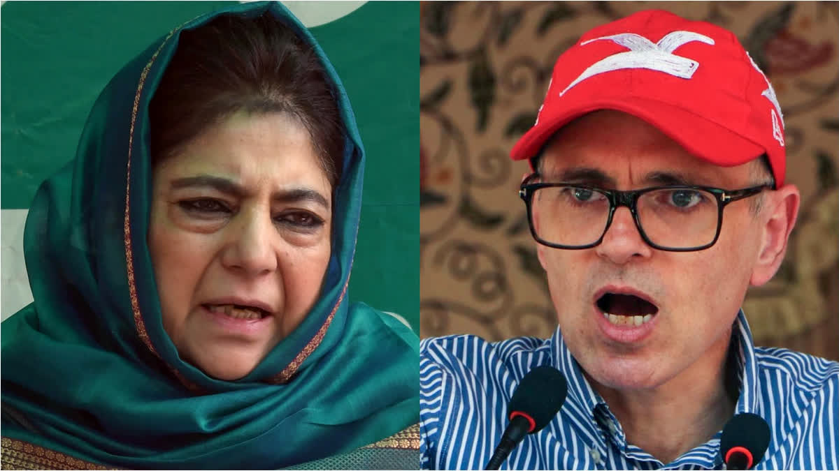 (From the left) PDP chief Mehbooba Mufti and NC vice president Omar Abdullah