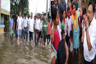 Minister Jogen Mohan visited flood hit area of kamalpur