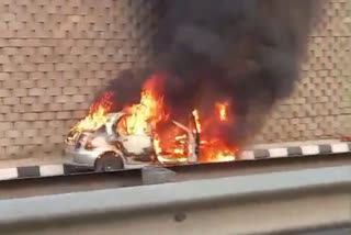 Car catches fire in Panchkula