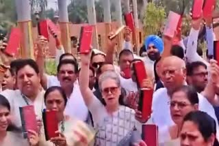 Sonia Gandhi, Rahul Gandhi protest along with INDIA bloc leaders
