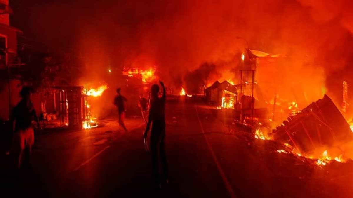 Manipur Violence Houses and school set on fire in Manipur by hundreds of women mob