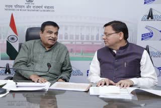 Nitin Gadkari and Pushkar Singh Dhami