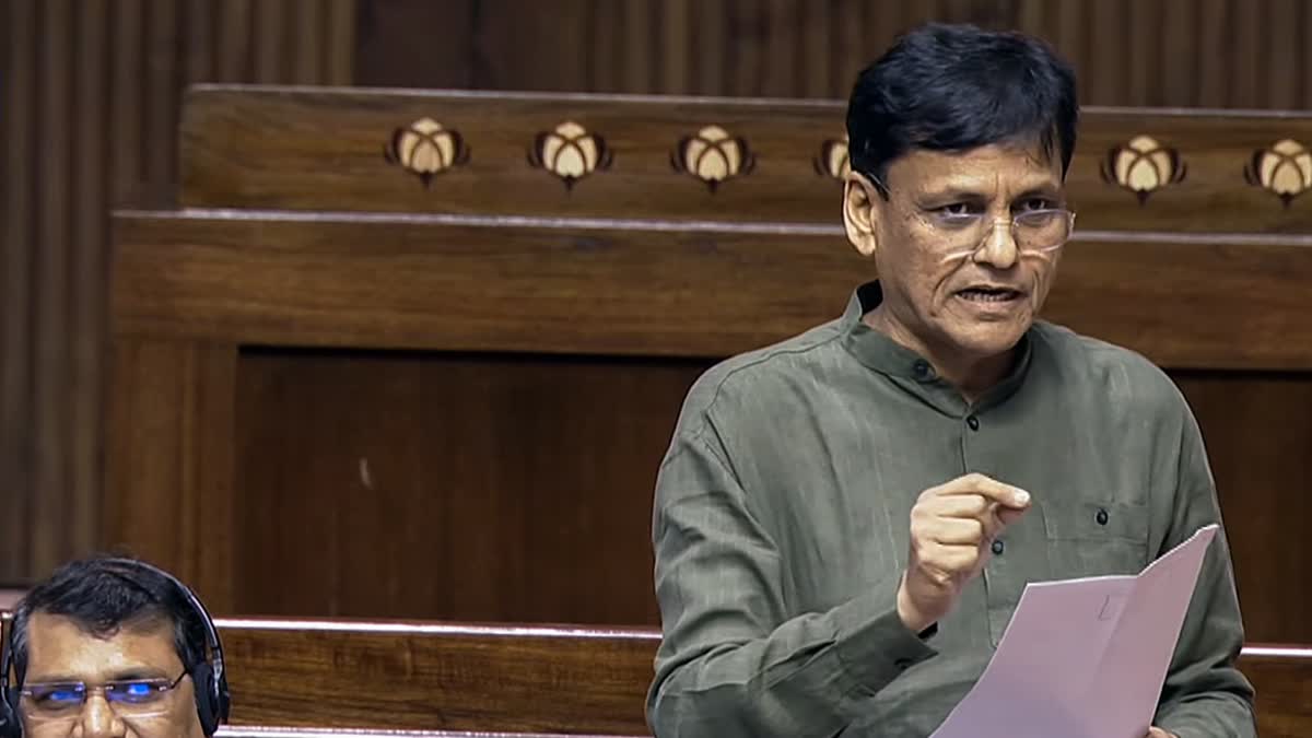 Union Minister of State for Home Affairs Nityanand Rai speaks in the Rajya Sabha during the Monsoon Session of the Parliament, in New Delhi