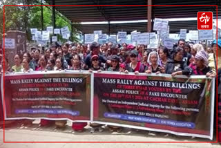 Protest in Haflong alleging that youth was killed by Assam Police as a militant