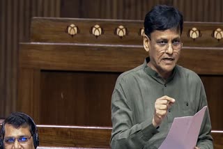 Union Minister of State for Home Affairs Nityanand Rai speaks in the Rajya Sabha during the Monsoon Session of the Parliament, in New Delhi