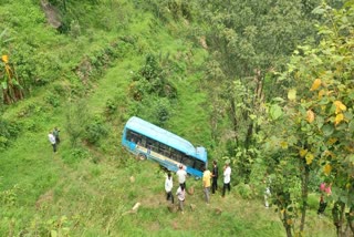 Bus falls into ditch