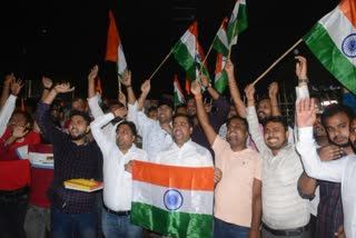 BJYM Jamshedpur Metropolitan workers celebrate successful landing of Chandrayaan 3