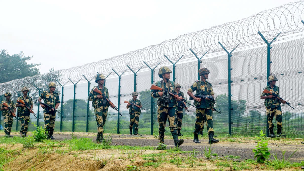 BSF personnel keep vigil at the India-Bangladesh international Border.