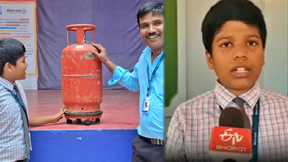 a student of private school design an device to warns before the LPG gas cylinder becomes empty