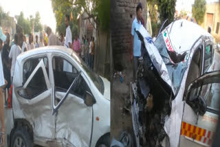 Terrible accident with an ambulance hit by a Maruti Suzuki car in moga