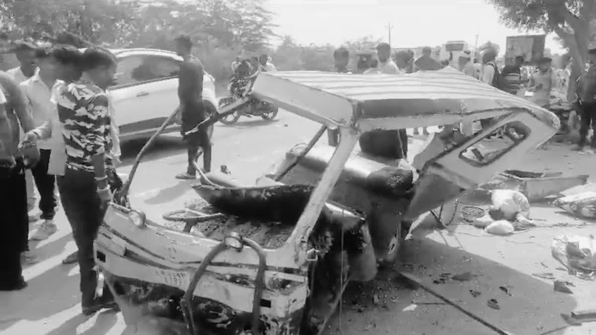 Road Accident in Dausa  Several dies as Bus Collided With tempo  Bus Collided With tempo at National Highway  Bus hit a tempo  Bus hit a tempo people died in the accident  ബസ് ടെമ്പോയിലിടിച്ച് അപകടം  people died in the accident  സ്റ്റേറ്റ് ട്രാൻസ്പോർട്ട് ബസ്  State Transport Bus  bus accident