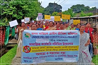 Women protest against drugs child marriage child labour