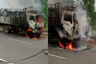 Truck caught fire in Roorkee