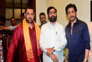 Shah Rukh Khan, Salman Khan aarive at Maharahtra CM Eknath Shinde's residence for Ganesh Chaturthi celebrations